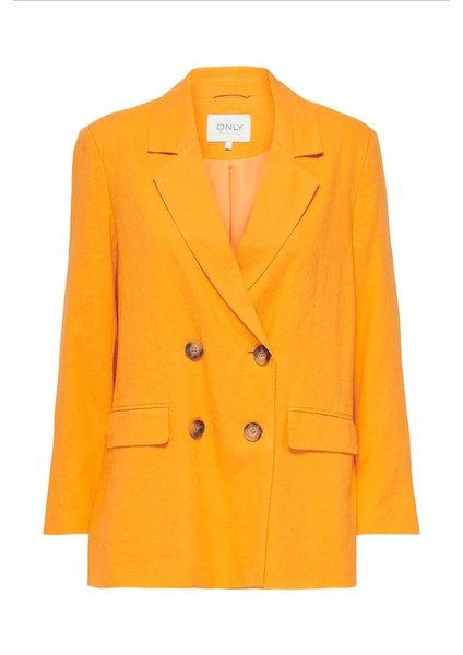 Oversize Minimalist Keten Kadın Ceket - Uzun Kol - Çift Düğme