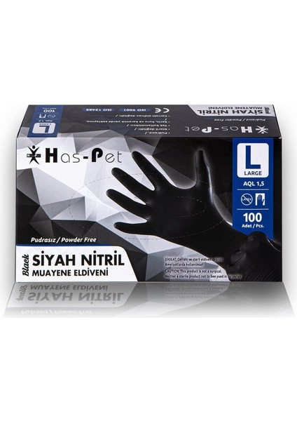 Haspet Siyah Nitril Pudrasız ELDIVEN100 Lü 20 Paket