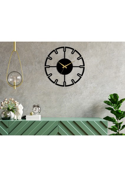 Wave Metal Siyah 49 cm Sessiz Akar Mekanizmalı Duvar Saati