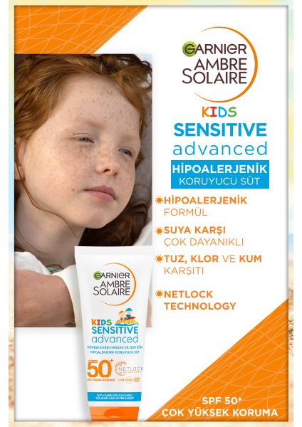 Garnıer Ambre Solaıre Sensıtıve Advanced Çocuk Güneşe Karşı Hassas Ciltler Için Hipoalerjenik Koruyucu Süt 50SPF 200ML