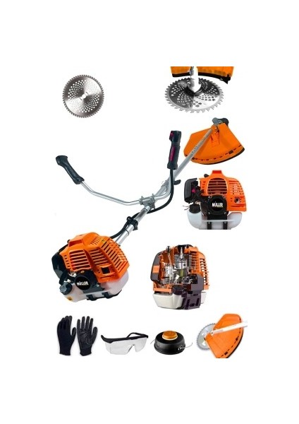Germany 4x4 Quadron Çift Metal Şanzıman Yan Tipi Benzinli Motorlu Ot Çalı Çim Biçme Makinesi