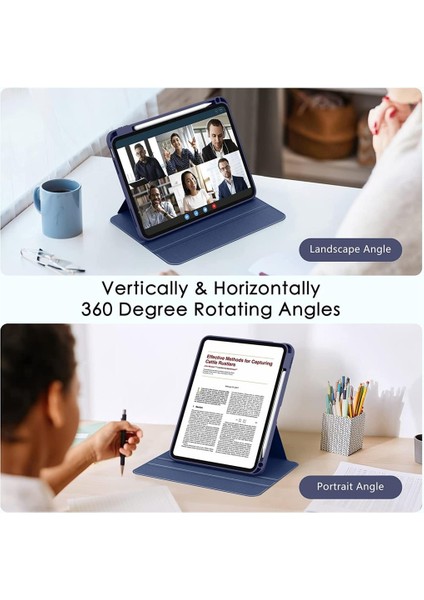 Apple iPad 7. 8. 9. Nesil 10.2" Kılıf Dik-Yatay Kalem Bölmeli Smart Case 2019 2020 2021