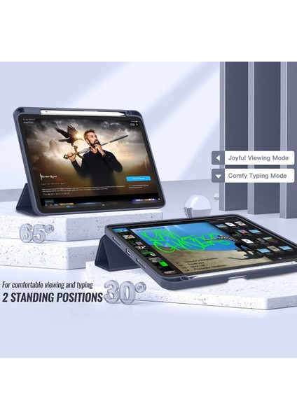 Apple iPad 7. 8. 9. Nesil 10.2" Kılıf Dik-Yatay Kalem Bölmeli Smart Case 2019 2020 2021