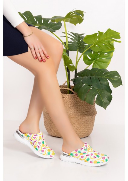 Ananas Desenli Comfort Taban Bayan Ortopedik Sabo Terlik