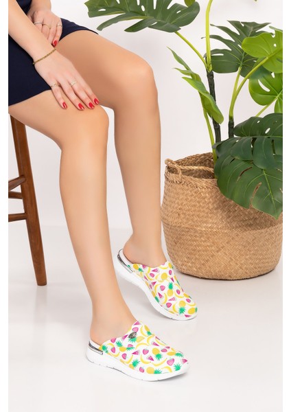 Ananas Desenli Comfort Taban Bayan Ortopedik Sabo Terlik modelleri