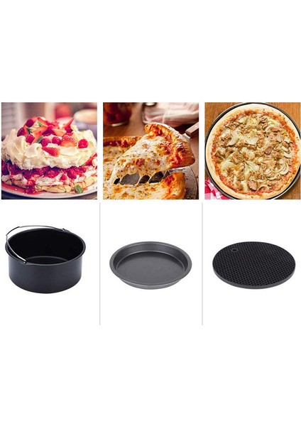 Hava Fritöz Aksesuarları 8 Inç (20CM Çap) 7 Parça Pişirme Kiti Yui Xiaomi Philips ile Uyumlu (Yurt Dışından)