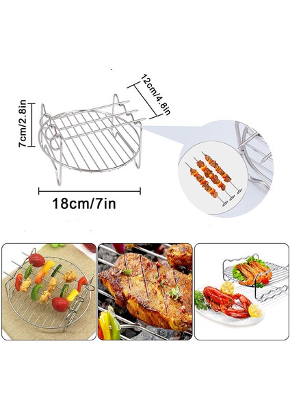 Hava Fritöz Aksesuarları 8 Inç (20CM Çap) 7 Parça Pişirme Kiti Yui Xiaomi Philips ile Uyumlu (Yurt Dışından)