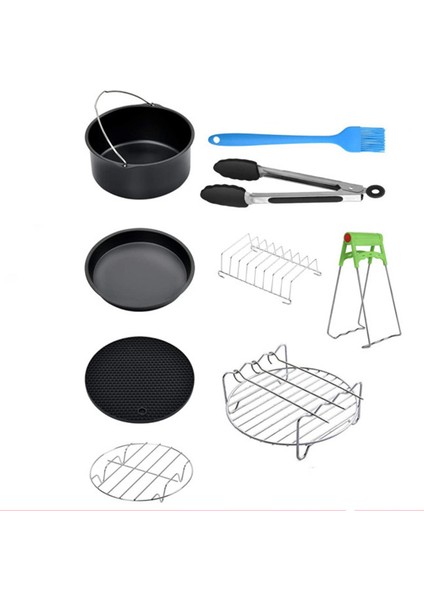 Hava Fritöz Aksesuarları 7 Inç (Çap 18CM) 9 Parça Pişirme Seti Yui Xiaomi Philips HD9252 ile Uyumlu (Yurt Dışından)