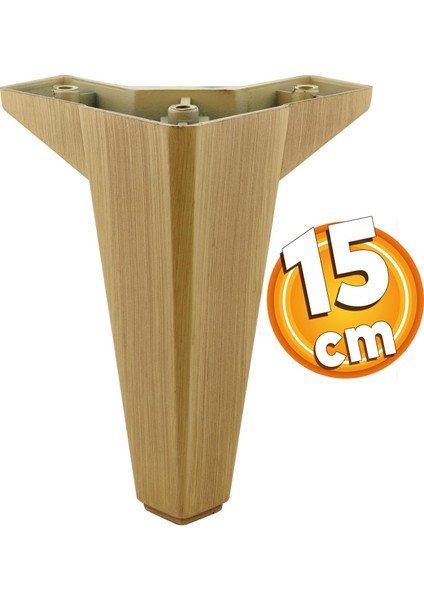 Sedir Lüks Mobilya Kanepe Sehpa Tv Ünitesi Koltuk Ayağı 15 cm Ahşap Desenli Kahverengi Baza Ayakları