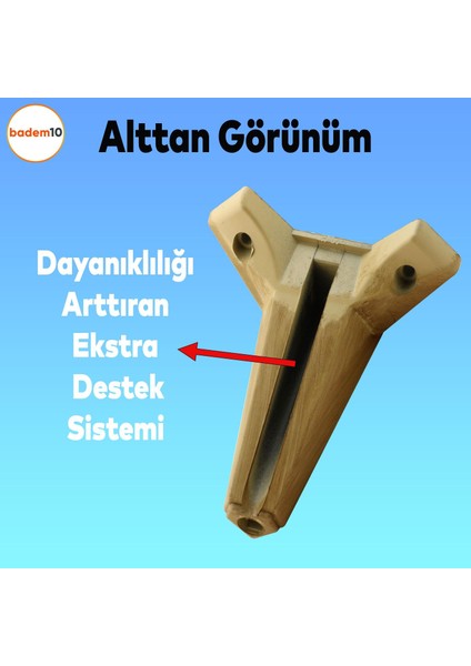 Sedir Lüks Mobilya Kanepe Sehpa Tv Ünitesi Koltuk Ayağı 15 cm Ahşap Desenli Kahverengi Baza Ayakları