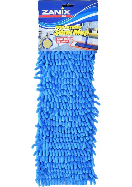 Mikrofiber Nemli Makarna Şönil Mop Paspas Yedeği Mavi 50 cm