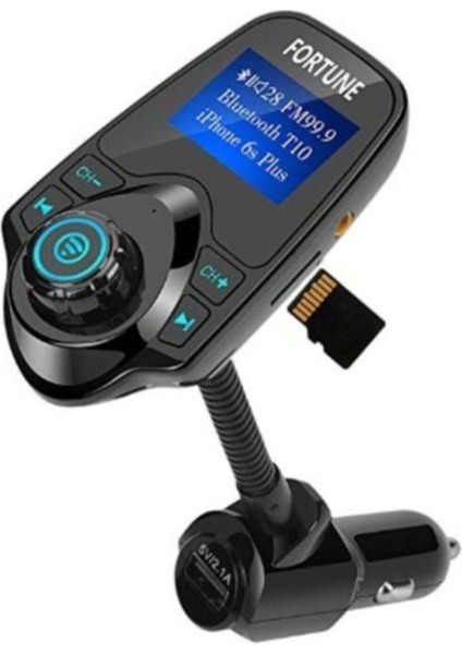 T10 Wifi Bluetooth Araç Kiti Fm USB Fm Transmitter %2b Araç Kiti Siyah