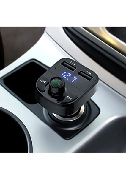 Car X8 Araç Fm Transmitter 5.0 Bluetooth Araç Kiti USB Mp3 Sd Kart Çakmaklık Girişli 2023 M