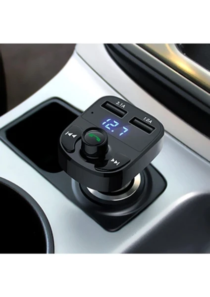 Car X8 Araç Fm Transmitter 5.0 Bluetooth Araç Kiti USB Mp3 Sd Kart Çakmaklık Girişli 2023 M