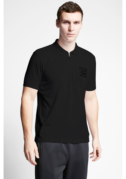 Siyah Erkek Kısa Kollu Polo Yaka T-Shirt 23B-1115