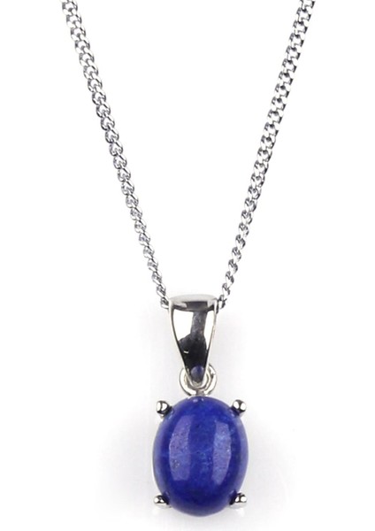 Lapis Lazuli Doğal Taş 925 Ayar Gümüş Kolye