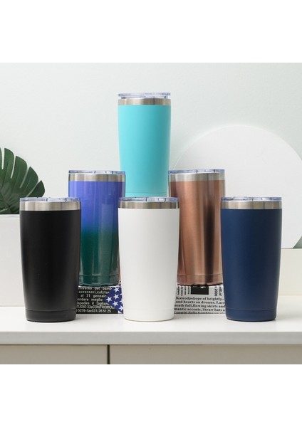 600ML Paslanmaz Çelik Termos Kupa - Mavi (Yurt Dışından)