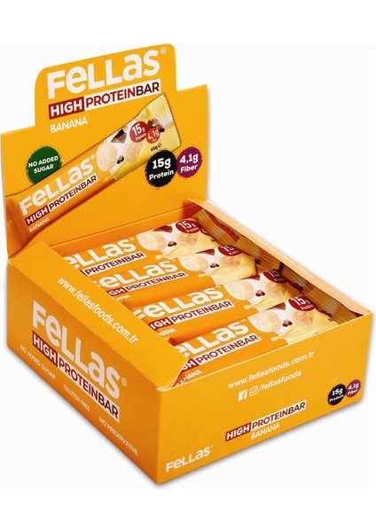 Yüksek Protein Bar Muzlu 50 gr X12 Adet