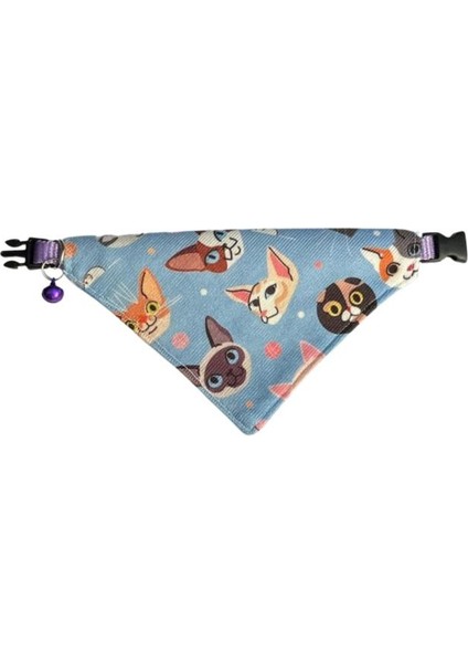 Cocopet Kedi Desenli Ayarlanabilir Fular Bandana Kedi Tasması