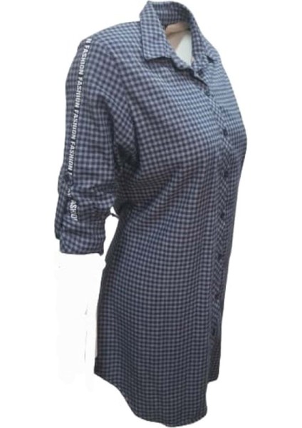 Rimoda 7421 Kadın Kaşmir Içi Kürklü Önü Düğmeli Tunik - Mavi