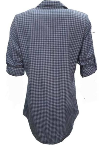 Rimoda 7421 Kadın Kaşmir Içi Kürklü Önü Düğmeli Tunik - Mavi