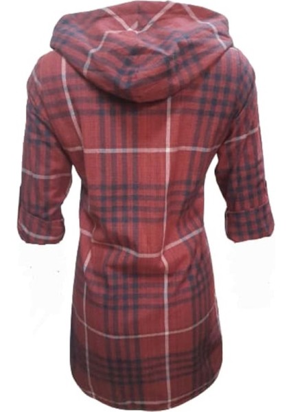 Rimoda 7407 Kadın Kaşmir Içi Kürklü Kapüşonlu Tunik - Bordo