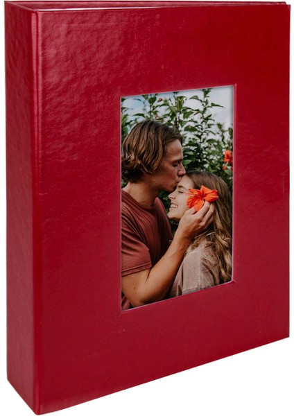 Pencereli Kırmızı Fotoğraf Albümü 100'lük 15 x 21 cm 68100