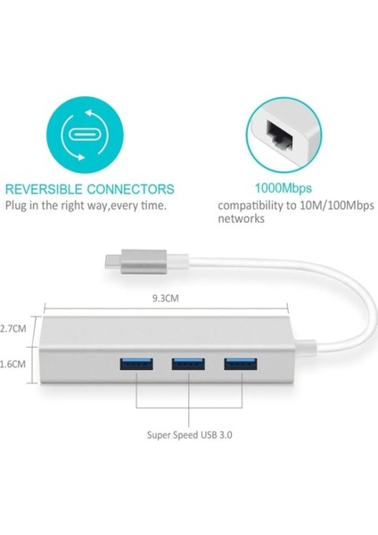 FC05 4ın1 USB 3.0 To RJ45 Ethernet Lan Dönüştürücü Çevirici Adaptör