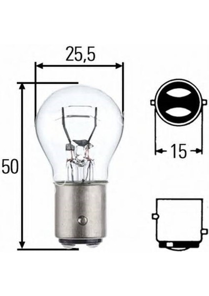 12V 1016 P21/5W Stop Ampulü Çift Duylu Şaşı Tırnak 10 Adet