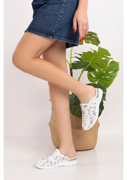 Pastel Çiçek Desenli Comfort Taban Kadın Ortopedik Sabo Terlik 1009 modelleri