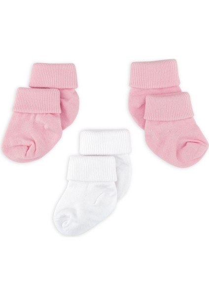 3'lü Bambu Yenidoğan Bebek Çorap I Pinky I 0-6 Ay