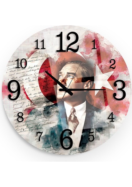 Mustafa Kemal Atatürk Cam Saat - 40 cm