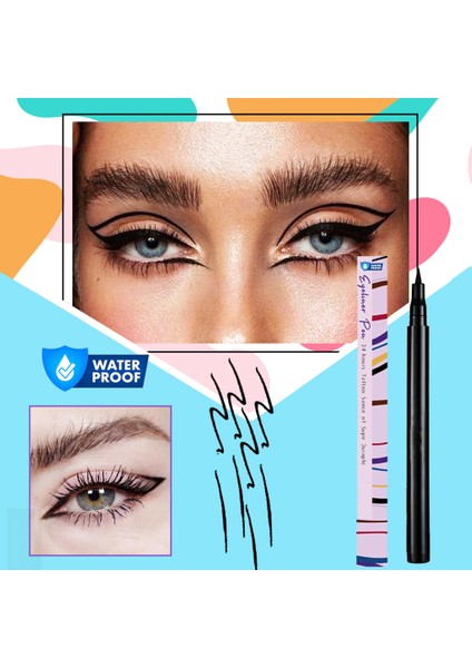 Siyah Ultra İnce Uçlu Likit Kalem Eyeliner Sürülebilir Makyaj Göz Su Geçirmez