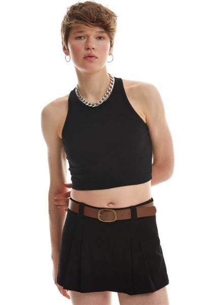 Halter Yaka Crop Bluz Siyah fiyatları