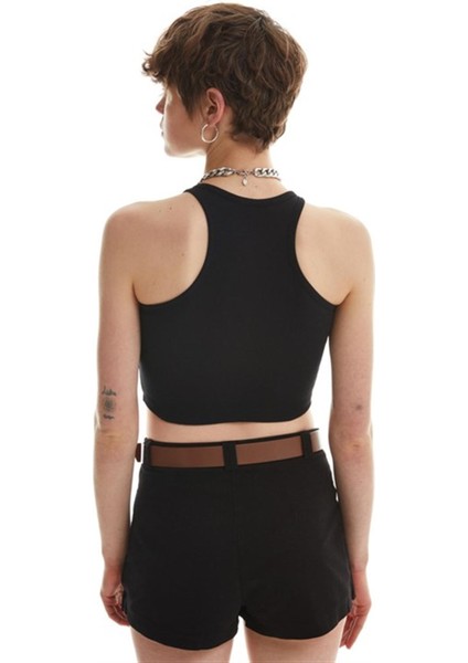 Halter Yaka Crop Bluz Siyah fırsatları
