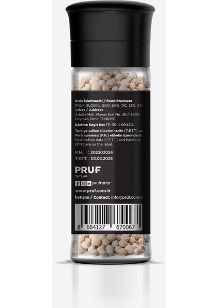 Beyaz Biber Tane 60 Gr. Cam Şişe Değirmen Kapak fiyatları