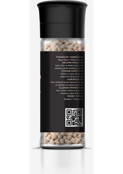 Beyaz Biber Tane 60 Gr. Cam Şişe Değirmen Kapak modelleri