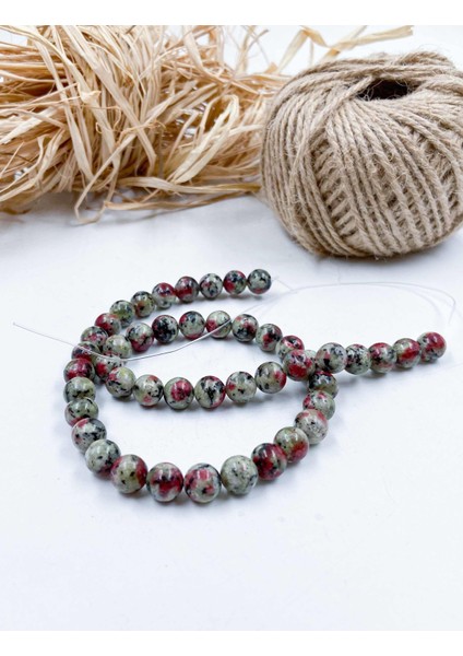 Jasper Küre Kesim 8 mm Doğal Taş Dizi