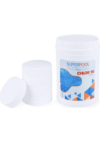 SPP Superpool Superchlor 90 TB %90 Premium Tablet Klor 1 KG 5 Adet Havuz Kimyasalı