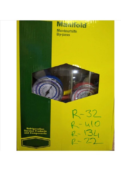 Ikili Manifold Gaz Saati R22 R32 R134 R410 + 3 Adet 90CM Hortum modelleri