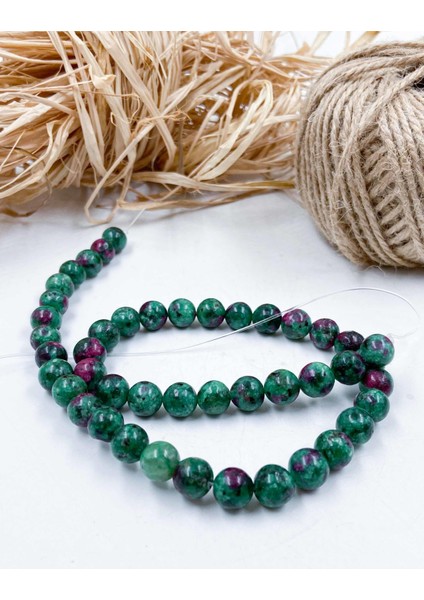 Jasper Küre Kesim 8 mm Doğal Taş Dizi