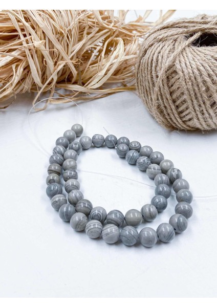 Jasper Küre Kesim 8 mm Doğal Taş Dizi