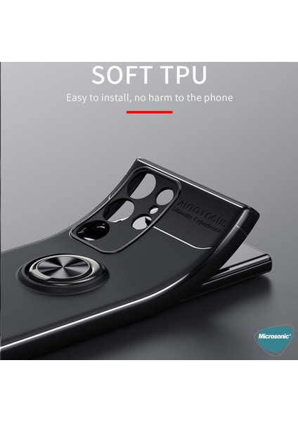 Samsung Galaxy S23 Ultra Kılıf Kickstand Ring Holder Siyah Mavi
