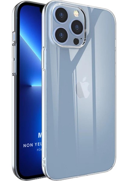 Apple iPhone 13 Pro Max Kılıf Non Yellowing Crystal Clear Sararma Önleyici Kristal Şeffaf