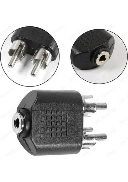 2 Rca Erkek To 3.5 mm Aux Stereo Dişi Ses Ayırıcı Adaptör