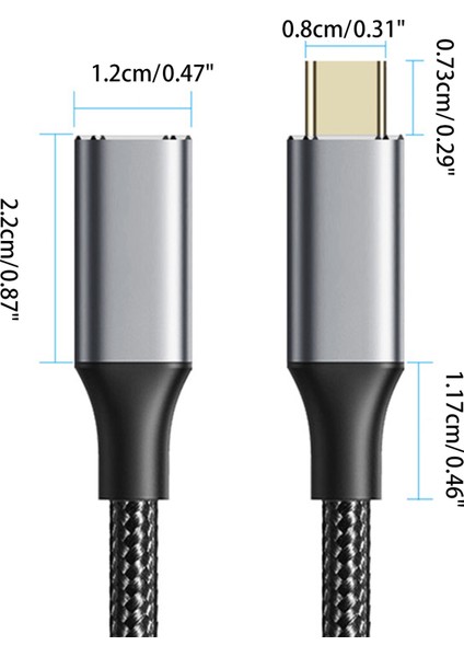 USB C Uzatma Kablosu USB 3.1 10GBPS PD100W Kablo Erkek/kadın Type Kablosu - Siyah (Yurt Dışından)