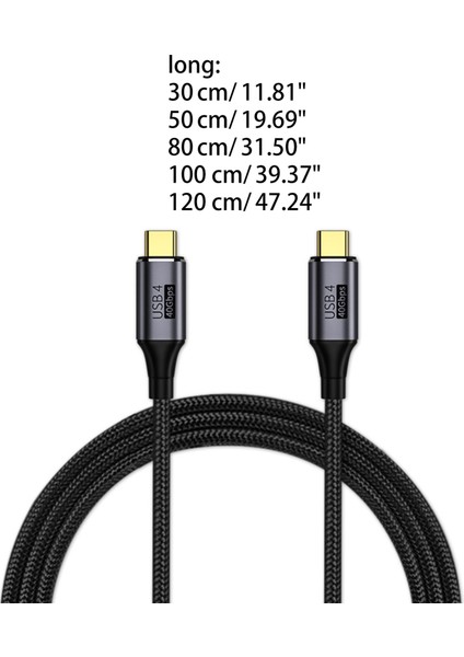 Uzatma Kablosu 40GBPS Kablo Tipi C Tipi Erkek 100W Genişletici Tel - Siyah (Yurt Dışından)