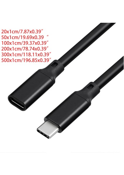 USB 3.1 Type-C Uzatma Kablosu 4K 60Hz Usb-C Gen 2 10GBPS Extender Kablosu 100W Pd - Siyah (Yurt Dışından)