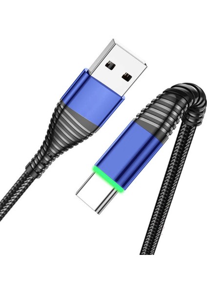 USB C Tipi Kablo Şarj Cihazı 3A Qc3.0 Hızlı Şarj Mikro USB Telefon Ücreti - Mavi (Yurt Dışından)