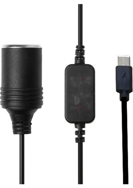 USB C 5V Type Erkek 12V 8W Araba Sigara Soketi Güç Kaynağı Kablosu - Siyah (Yurt Dışından)